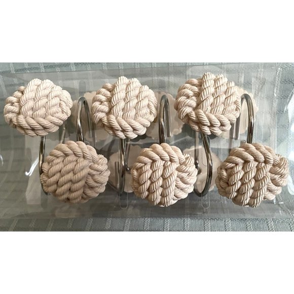 Better Homes & Gardens Nautical Beige Rope Shower Curtain Hooks Brand New - Picture 2 of 4